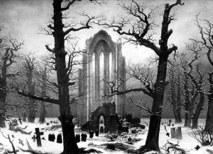 Ruinas de una abadía y cementerio, de Caspar David Friedrich (1774 - 1840)